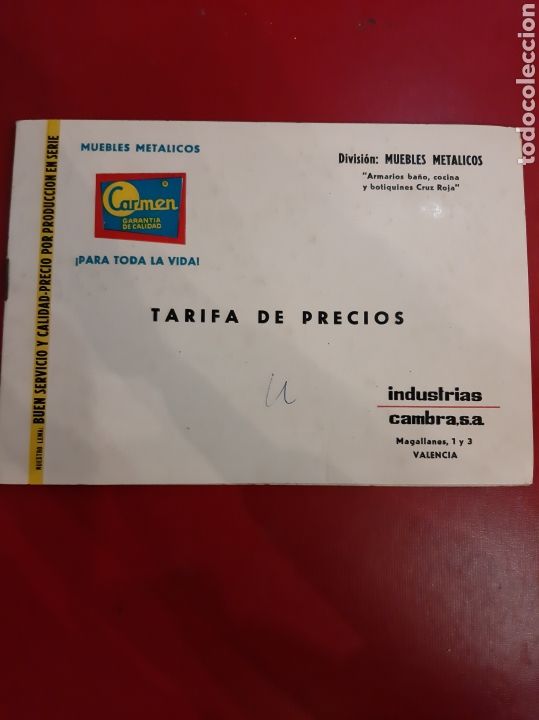 Cat&aacute;logos publicitarios: Carmen Muebles Metalicos Valencia Cambra lista precios