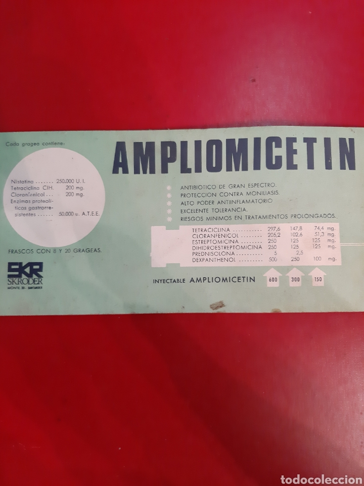 Catalogues publicitaires: Medicamento Amplomicetin SKR SANTANDER ALTIMINAFolia Farmaceutica Madrid.Publifarma .Merck y otras