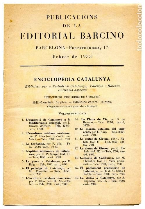 CAT&Aacute;LOGO EDITORIAL BARCINO (1933)