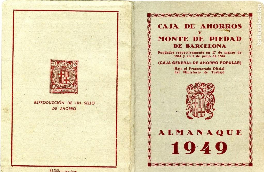 Cat&aacute;logos publicitarios: ALMANAQUE AGENDA CAJA DE AHORROS Y MONTE DE PIEDAD DE BARCELONA (1949)