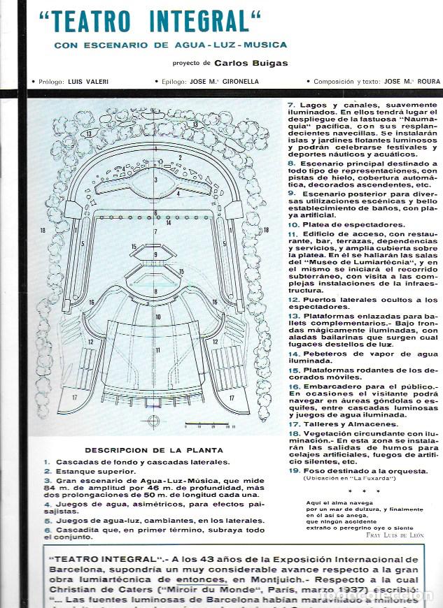Advertising Catalogs: Teatro integral con escenario de agua-luz-m&uacute;sica proyecto de Carlos Buigas. 32x22cm. 24 p.