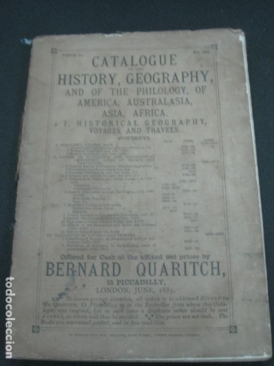 Cat&aacute;logos publicitarios: CATALOGUE OF THE HISTORY, GEOGRAPHY, VOYAGES...... BERNARD QUARTICH.  LONDON 1885.