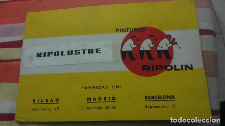 Cat&aacute;logos publicitarios: ANTIGUO CARTON PUBLICITARIO. RIPOLUSTRE PINTURAS RIPOLIN. BILBAO MADRID BARCELONA