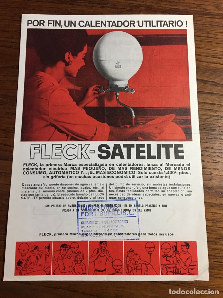 Cat&aacute;logos publicit&aacute;rios: HOJA CATALOGO CALENTADOR DE AGUA UTILITARIO FLECK SATELITE