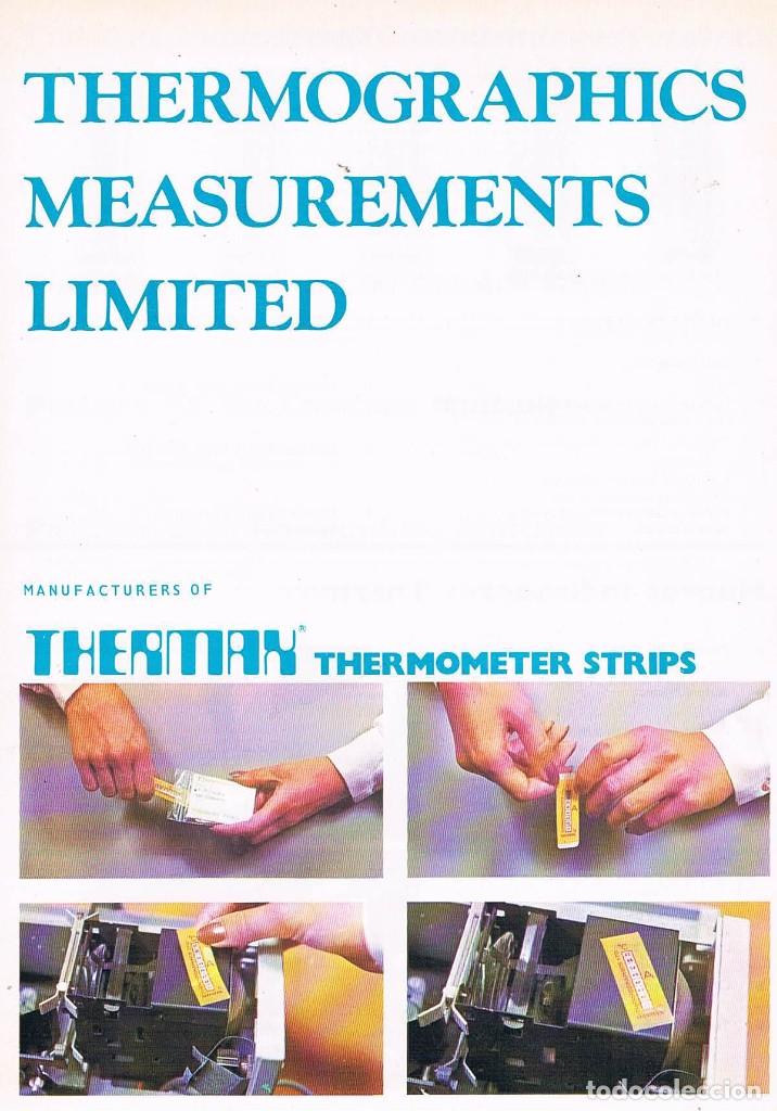 Cat&aacute;logos publicit&aacute;rios: FOLLETO PUBLICITARIO THERMOGRAPHICS MEASUREMENTS LIMITED THERMAX THERMOMETER STRIPS
