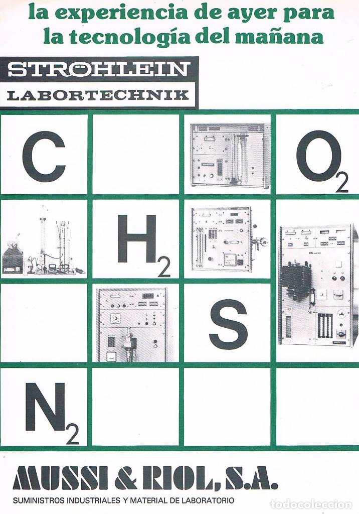 Catalogues publicitaires: FOLLETO PUBLICITARIO STROHLEIN LABORTECHNIK MUSSI RIOL SA EXPOQUIMIA 78 SUMINISTROS INDUSTRIALES