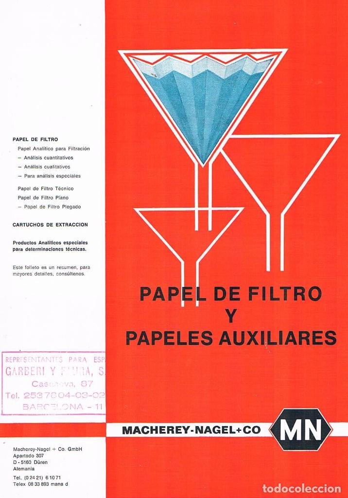 Werbekataloge: FOLLETO PUBLICITARIO PAPEL DE FILTRO Y PAPELES AUXILIARES MACHEREY NAGEL CO MN EXPOQUIMIA 78