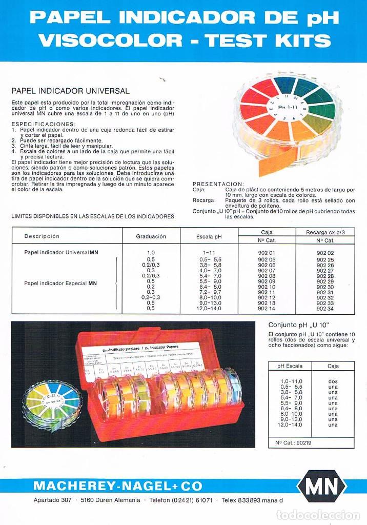 Werbekataloge: FOLLETO PUBLICITARIO PAPEL INDICADOR DE PH VISOCOLOR TEST KITS MACHEREY NAGEL CO EXPOQUIMIA 78