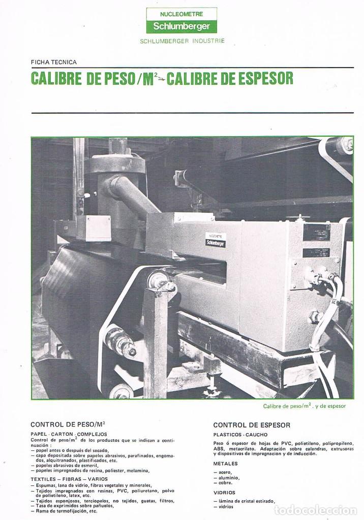 Catalogues publicitaires: FOLLETO PUBLICITARIO NUCLEOMETRE SCHLUMBERGER CALIBRE DE PESO EXPOQUIMIA 78