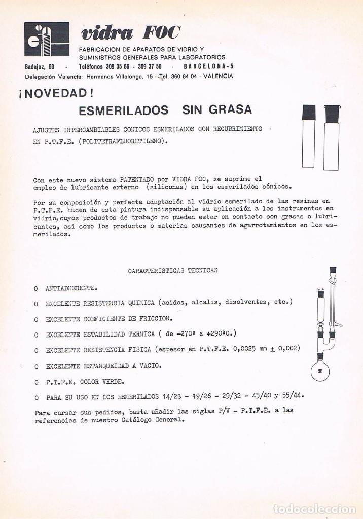 Werbekataloge: FOLLETO PUBLICIDAD EXPOQUIMIA 78 VIDRA FOC ESMERILADOS SIN GRASA