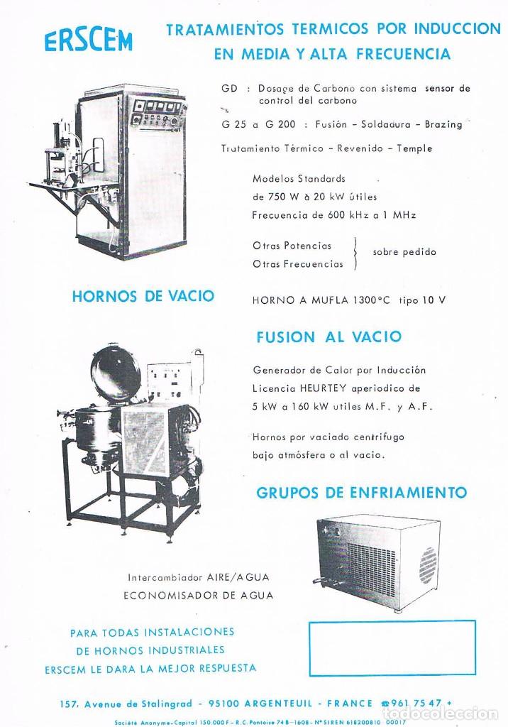 Cat&aacute;logos publicit&aacute;rios: FOLLETO PUBLICIDAD EXPOQUIMIA 78 ERSCEM INSTALACIONES HORNOS INDUSTRIALES