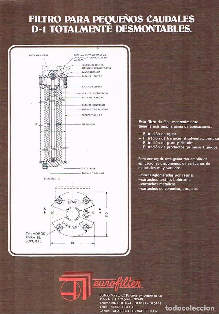 Werbekataloge: FOLLETO PUBLICIDAD EXPOQUIMIA 78 FILTRO D 1 EUROFILTER **