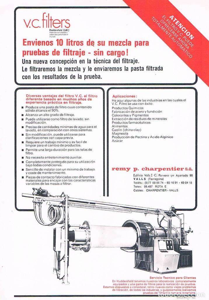 Werbekataloge: FOLLETO PUBLICIDAD EXPOQUIMIA 78 VC FILTERS REMY P CHARPENTIER SA
