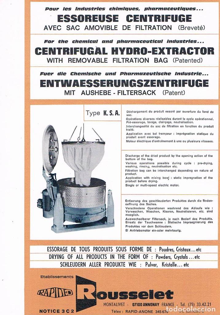 Catalogues publicitaires: FOLLETO PUBLICIDAD EXPOQUIMIA 78 ROUSSELET CENTRIFUGAL HYDRO EXTRACTOR