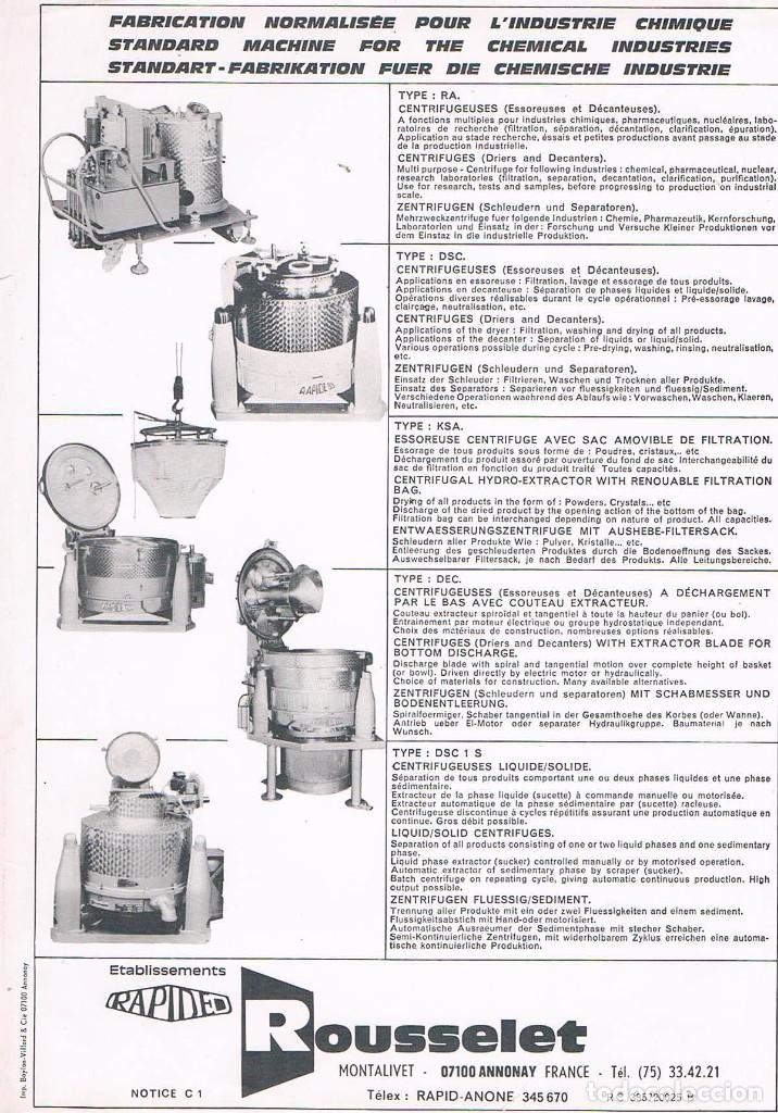 Catalogues publicitaires: FOLLETO PUBLICIDAD EXPOQUIMIA 78 ROUSSELET CENTRIFUGEUSES **