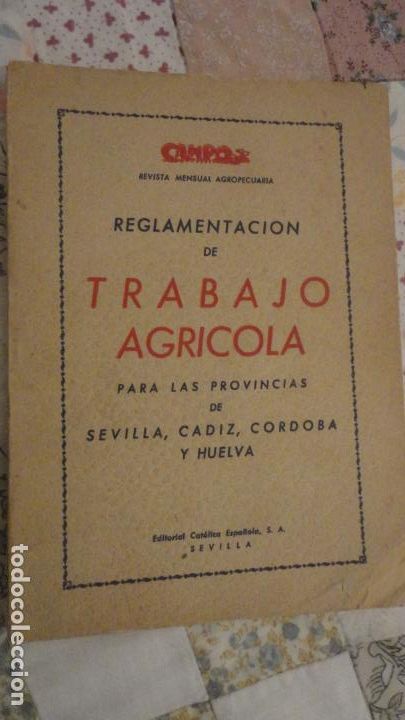 Cat&aacute;logos publicitarios: REVISTA CAMPO. REGLAMENTACION AGRICOLA SEVILLA. CADIZ CORDOBA HUELVA.1953?