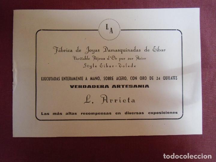 Cat&aacute;logos publicitarios: EIBAR(GUIPUZCOA)FABRICA DE JOYAS DAMASQUINADAS-L.ARRIETA-A&Ntilde;OS 60.