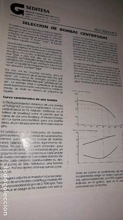 Advertising Catalogs: HOJA T&Eacute;CNICA 3 SELECCI&Oacute;N BOMBAS CENTR&Iacute;FUGAS CURVA CARACTER&Iacute;STICA CAVITACI&Oacute;N NPSH F&Oacute;RMULAS SEDITESA C