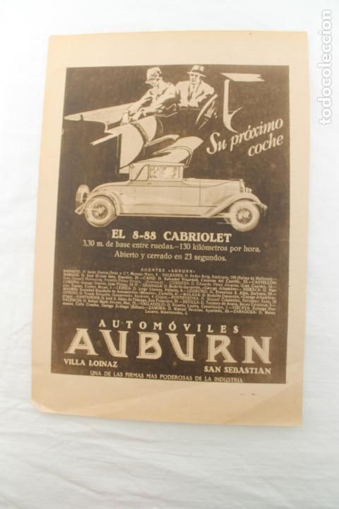 Catalogues publicitaires: HOJA DE PUBLICIDAD DE COCHE 8-88 CABRIOLET AUBURN SAN SEBASTIAN, A&Ntilde;OS 20, REVISTA BLANCO Y NEGRO