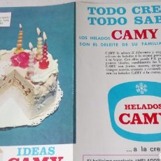 Catálogos publicitarios: FOLLETO RECETARIO DE HELADOS CAMY. AÑOS 70.. Lote 199791650