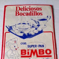 Catálogos publicitarios: FOLLETO RECETARIO DE SUPER - PAN BIMBO. AÑOS 70.