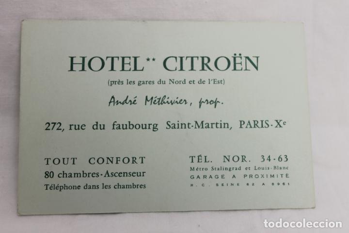 Cat&aacute;logos publicitarios: HOTEL CITRO&Euml;N, PARIS, TARJETA PUBLICIDAD, A&Ntilde;OS 20