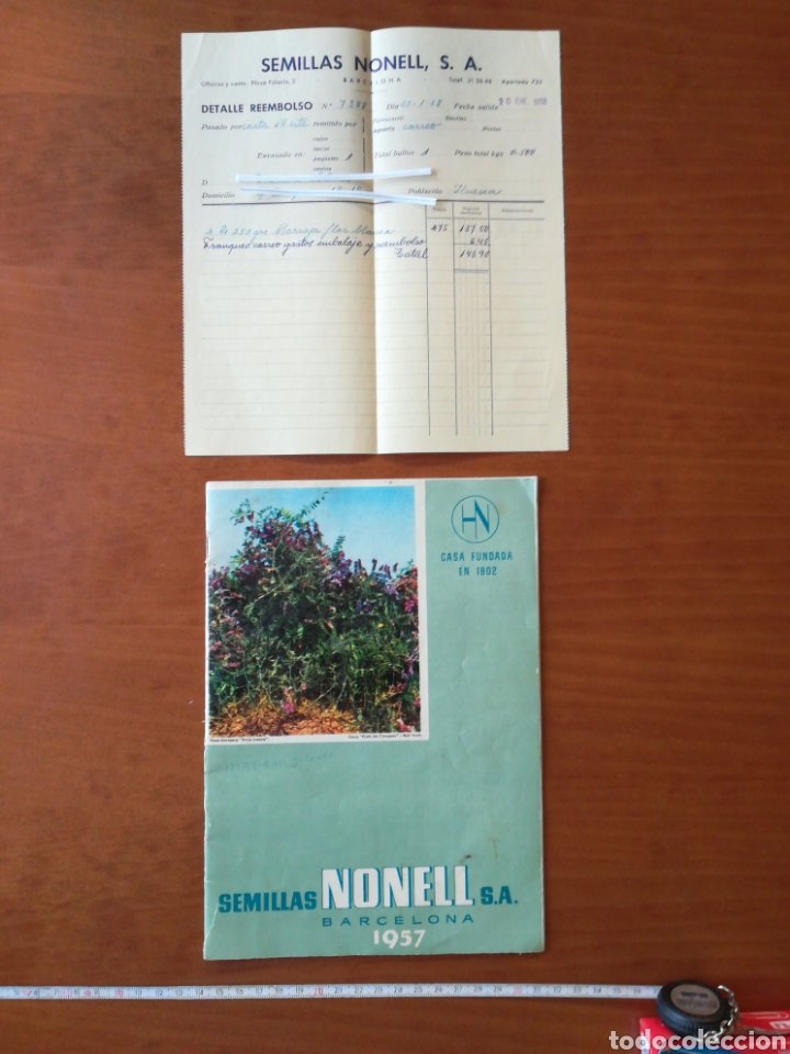 Werbekataloge: Bonito tarifa precios cat&aacute;logo semillas nonell Barcelona 1957 y detalle carta pedido