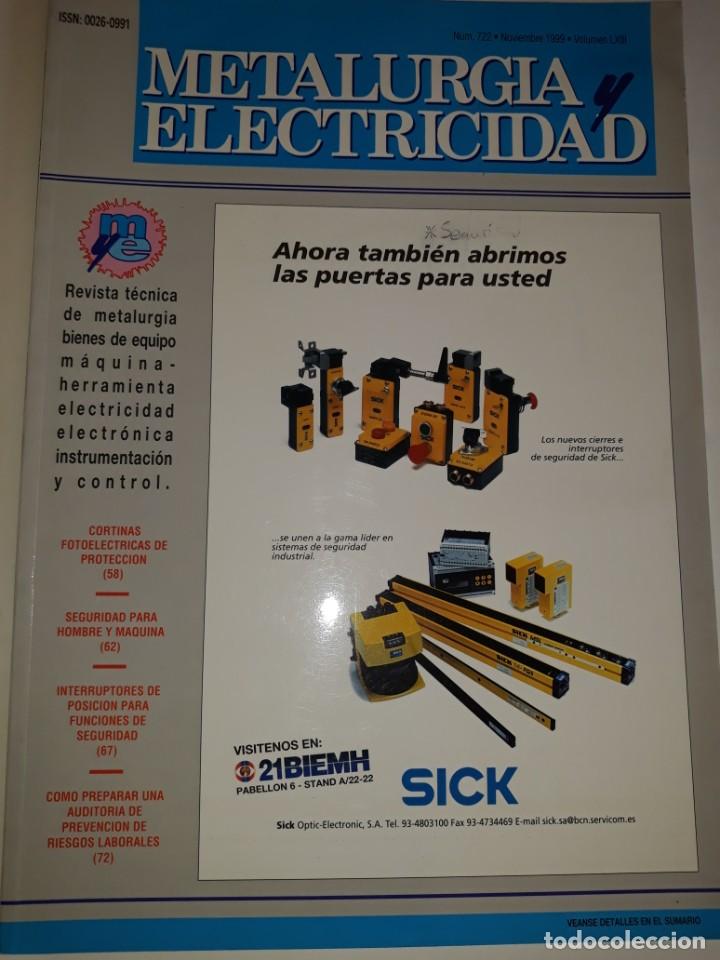 Advertising Catalogs: REVISTA METALURGIA Y ELECTRICIDAD N&ordm; 722 1999 MUNDO INDUSTRIAL FILTRACI&Oacute;N NIEBLA ACEITE SEGURIDAD CO