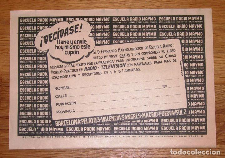 Werbekataloge: RECORTE - HOJA - PUBLICIDAD. Cup&oacute;n Escuela Radio Maymo : Curso Te&oacute;rico-pr&aacute;ctico de radio y t. - 1959