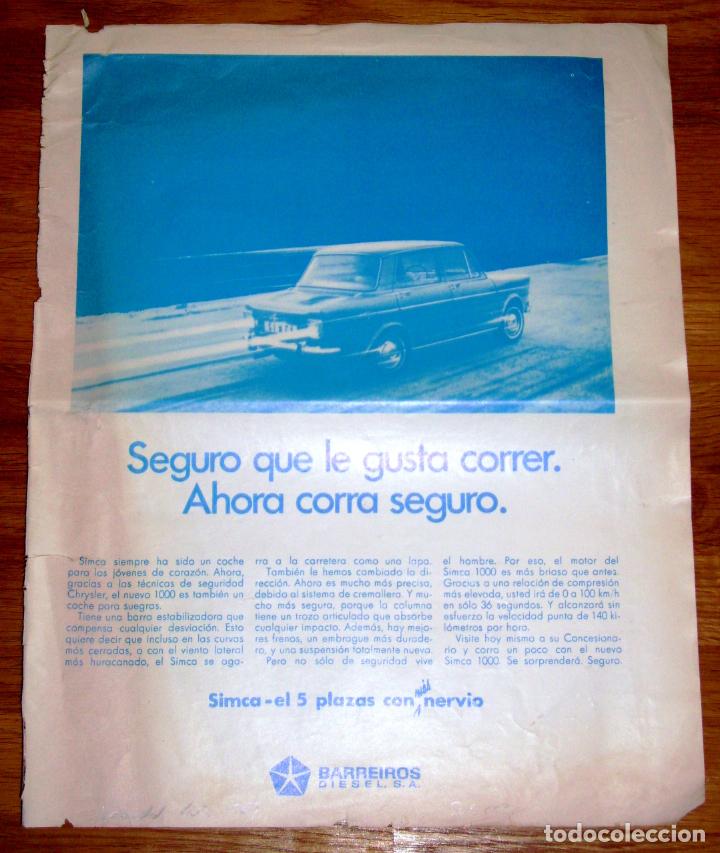Cat&aacute;logos publicit&aacute;rios: RECORTE - HOJA - PUBLICIDAD. Simca : El 5 plazas con m&aacute;s nervio / Barreiros ; Authi baja sus. - 1969