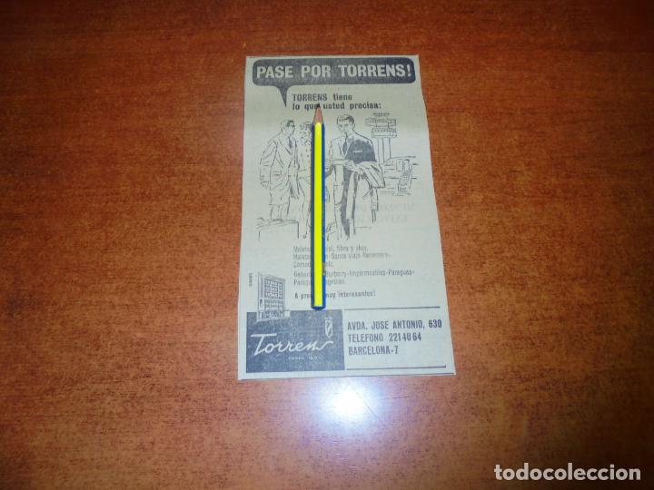 Cat&aacute;logos publicitarios: PUBLICIDAD 1965: TORRENS. MALETAS, GABARDINAS, PARAGUAS. BARCELONA.