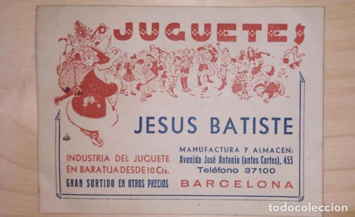 Cataloghi pubblicitari: TARJETA PUBLICITARIA JUGUETES JESUS BATISTE. BARCELONA. INDUSTRIA DEL JUGUETE EN BARATIJA