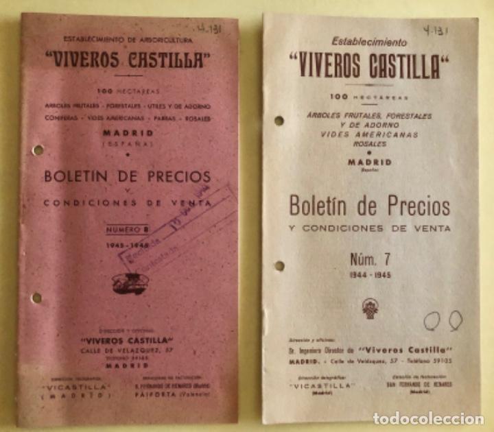 Werbekataloge: ARBOLES FRUTALES- FORESTALES- VIDES- DOS CATALOGOS VIVEROS CASTILLA- 1944-1946