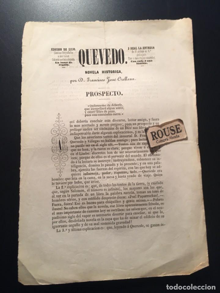Cat&aacute;logos publicitarios: LIBROS - CATALOGO / PROSPECTO - 1851 QUEVEDO novela historica por D. FRANCISCO JOS&Eacute; ORELLANA