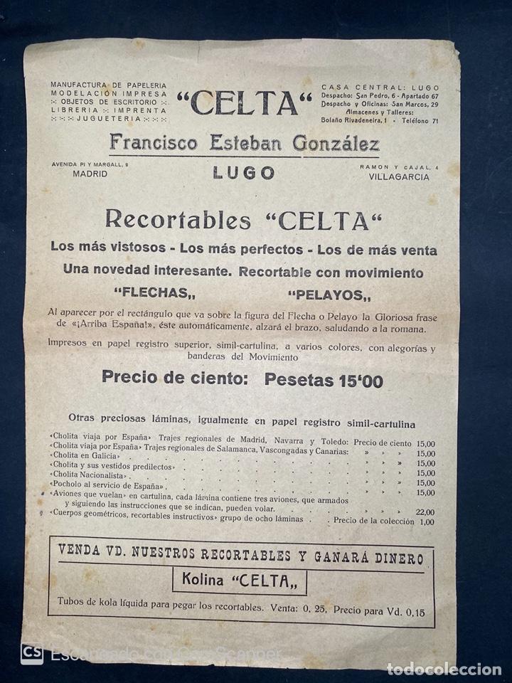Catalogues publicitaires: LISTA DE PRECIOS. CELTA. FRANCISCO ESTEBAN GONZALEZ. MANUFACTURA DE PAPELERIA. LUGO. VER FOTOS