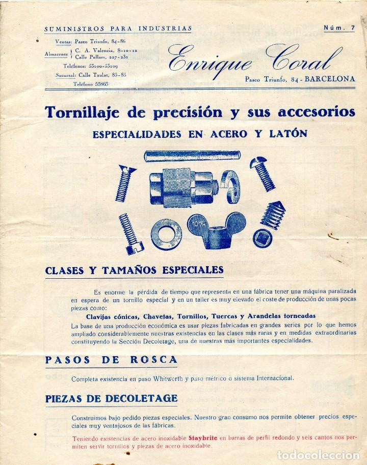 Cataloghi pubblicitari: FOLLETO PUBLICITARIO FERRETERIA. Enrique CORAL (Barcelona)