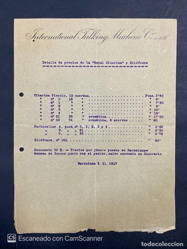 Werbekataloge: LISTA DE PRECIOS DE LA ROYAL CITARINA Y XILOFONOS. INTERNATIONAL TALKING MACHINE. BARCELONA, 1917.