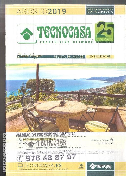 Cat&aacute;logos publicit&aacute;rios: Tecnocasa. Zaragoza Ciudad. Revista inmobiliaria n&ordm; 09. Agosto 2019. 21 x 15 cmtrs.23 p&aacute;ginas.