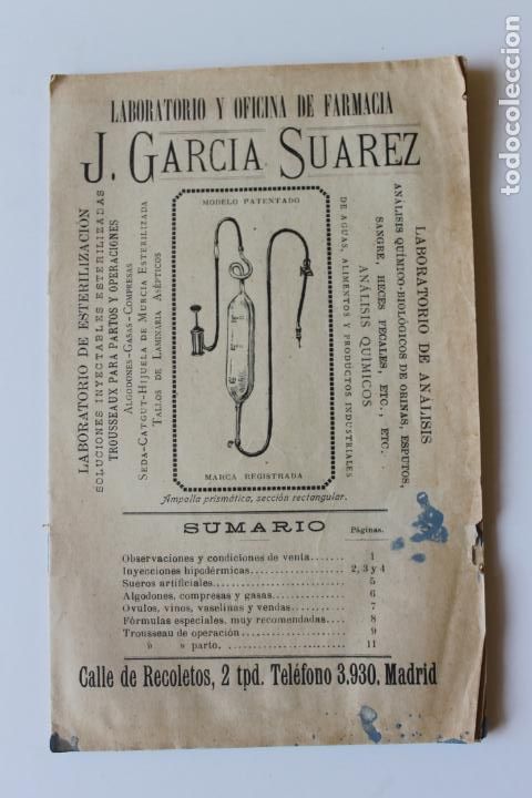 Cat&aacute;logos publicit&aacute;rios: CATALOGO LABORATORIO Y OFICINA DE FARMACIA, J. GARCIA SUAREZ, MADRID, RECOLETOS 2