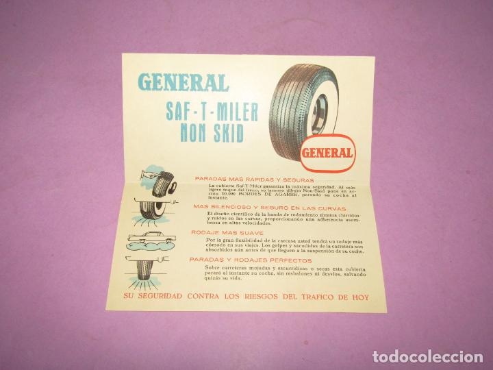 Cat&aacute;logos publicitarios: Antiguo Folleto D&iacute;ptico Publicidad de Neum&aacute;ticos GENERAL del A&ntilde;o 1959