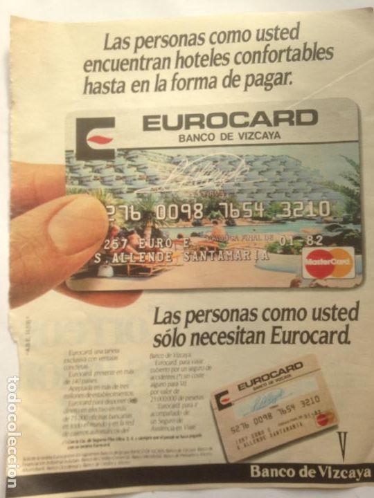 Cat&aacute;logos publicitarios: PUBLICIDAD 1984 EUROCARD BANCO DE VIZCAYA