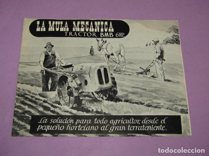 Cat&aacute;logos publicitarios: Antiguo Cat&aacute;logo de Tractores LA MULA MEC&Aacute;NICA Tractor BMB 6 HP. por R. Tamarit Falaguera A&ntilde;o 1950s.