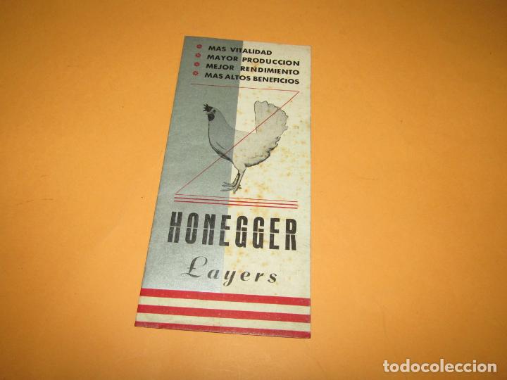 Cataloghi pubblicitari: Antiguo Tr&iacute;ptico Desplegable Publicidad de Gallinas Ponedoras HONEGGER LAYERS - A&ntilde;o 1950s.