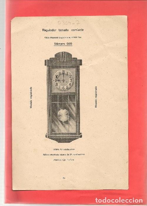 Catalogues publicitaires: 0304-7 LAMINA CATALOGO RELOJ DE PARED, IMPRESA A DOS CARAS modelo 660 y 13B caja chapeada nogal mate