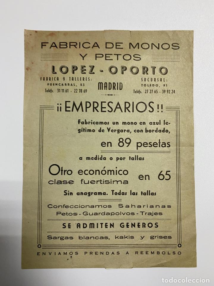 Catalogues publicitaires: FABRICA DE MONOS Y PETOS. LOPEZ-OPORTO. MADRID. FOLLETO PUBLICITARIO. VER