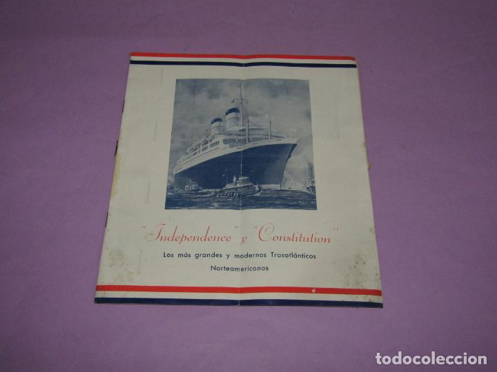 Cat&aacute;logos publicit&aacute;rios: Antiguo Cat&aacute;logo de Viajes en los Transatlanticos Norteamericanos INDEPENDENCE y CONSTITUTION - 1952