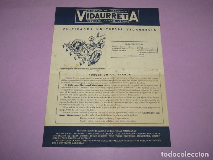Cataloghi pubblicitari: Antiguo Folleto Cat&aacute;logo del Cultivador Universal para Tractor VIDAURRETA en Madrid - A&ntilde;o 1950-60s.