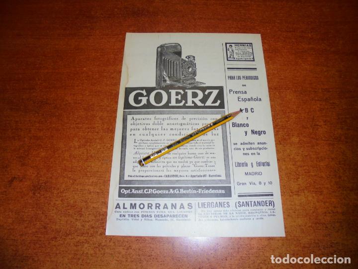 Cat&aacute;logos publicitarios: ANTIGUA PUBLICIDAD 1924: C&Aacute;MARA DE FOTOS GOERZ - BICICLETA DE LUJO NORTEAMERICANA AIGLE - ALFA ROMEO