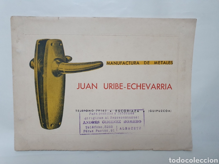 Cat&aacute;logos publicitarios: JUAN URIBE ECHEVARRIA. MANOFACTURAS DE METALES. ESCORIAZA. CATALOGO MANILLAS. A&Ntilde;OS 50-60.