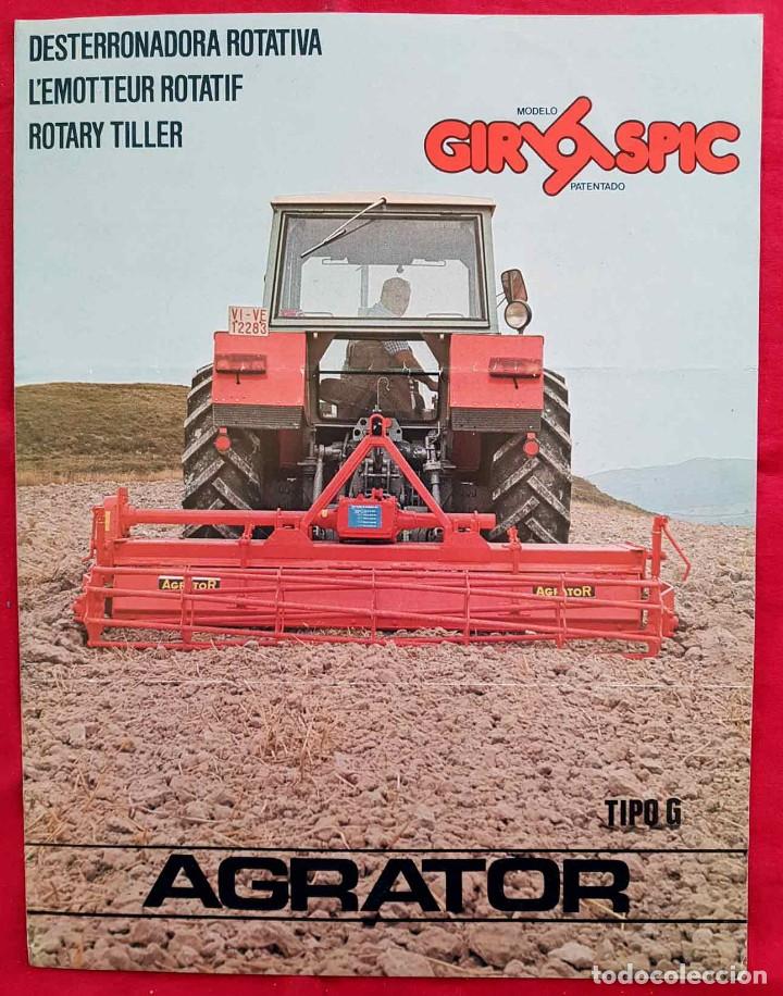 Cat&aacute;logos publicit&aacute;rios: Folleto AGRATOR,desterronadora, 2 hojas, a&ntilde;os 1970/80, Vitoria